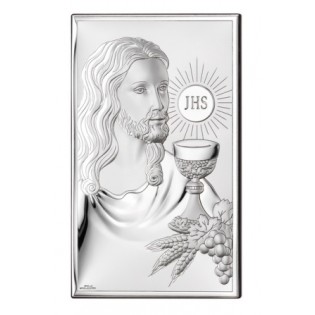 Obrazek srebrny - Jezus - Pamiątka Pierwszej Komunii Św 6,5*11 cm