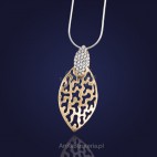 Srebrna biżuteria: Prześliczny srebrny wisiorek z cyrkoniami-złocony.