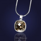 Swarovski-Wisior srebrny na łańcuszku z kryształem w kolorze Silver shadow -szary.