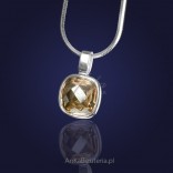 Silberschmuck Silberanhänger mit Swarovski-Kristall in Golden Shadow-Farbe - eleganter Goldton.