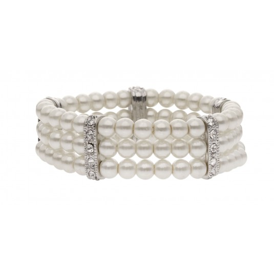 Piękna bransoletka w stylu Coco Chanel z perłami i kryształkami duńskiej firmy Dansk Smykkekunst