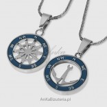 Schmuck für Paare - Kompass und Anker - Silber und Edelstahl