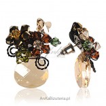 Romantische Ohrringe mit Swarovski - Lewanowicz - Kristallen - beige
