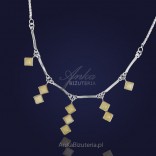 Halskette aus Silber mit gelbem Bernstein, hängende Saphire
