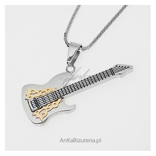 Prawdziwy raj dla gadżeciarzy - wisior w kształcie gitary - ze stali szlachetnej