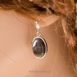 Extrem feminine - silberne Ohrringe mit Naturstein - gestreiftem Feuerstein