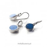 Silberset mit blauem Opal - rhodiniertes Silber