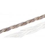 Silber-Goldarmband, geflochtenes Geflecht - Silber rhodiniert mit 14 Karat Gold und diamantbeschichtetem 18 cm