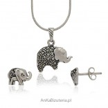 Silberset mit Markasiten - Elefanten - perfekt für ein Geschenk