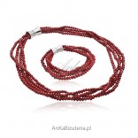 Set: Halskette und Armband aus roten Kristallen
