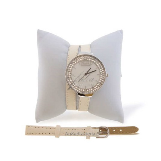 Zegarek damski z kryształami Swarovski - Crystal biały.