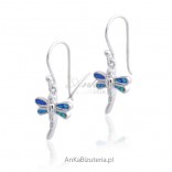 Libellen-Ohrringe. Silberohrringe mit blauem Opal