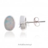 Ohrringe mit Opal - Silber Rhodium mit weißem Opal
