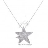 Zwei-Sterne-Halskette mit Zirkonia, Kette mit Anhänger